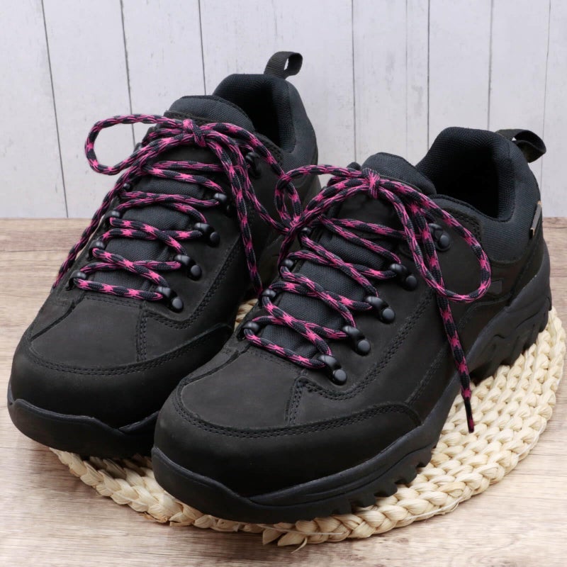 DELELE 2 Pair Round Wave Shape Non Slip Heavy Duty and Durable Outdoor Climbing Shoelaces Dark Gray&Rose Purple Hiking Shoe Laces Shoestrings-102 inch - Image 3